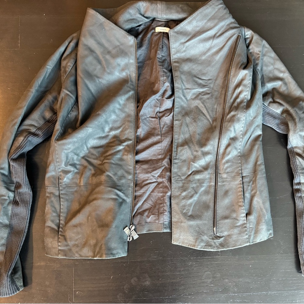 Vince Charcoal Leather Jacket